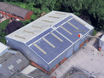 Solar panels covering the roof of Gandtrack’s manufacturing facility