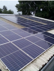 Clean solar panels on the roof of Gandtrack’s manufacturing facility