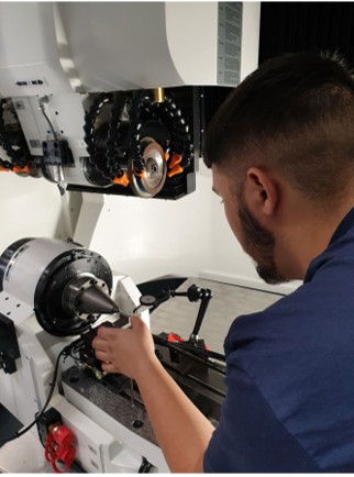 Cutting tool being inspected at Gandtrack’s Oldham facility